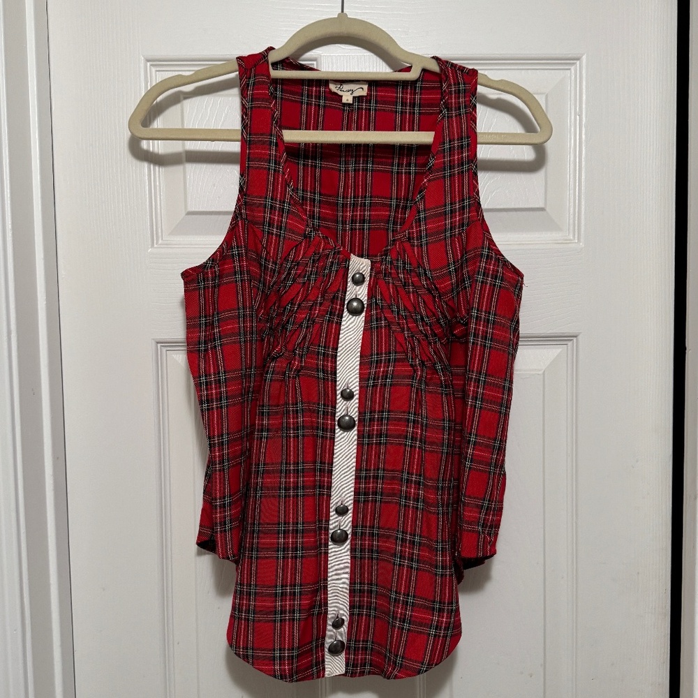 Adorable Pencey Red Plaid Loose Cami Top - Sz Small